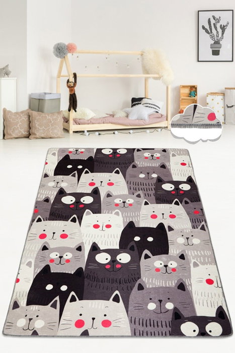 Conceptum Alfombra de Pasillo Cats Gray Djt Multicolor 80 x 150 cm Conceptum Alfombra de Pasillo Cats Gray Djt Multicolor 80 x 150 cm